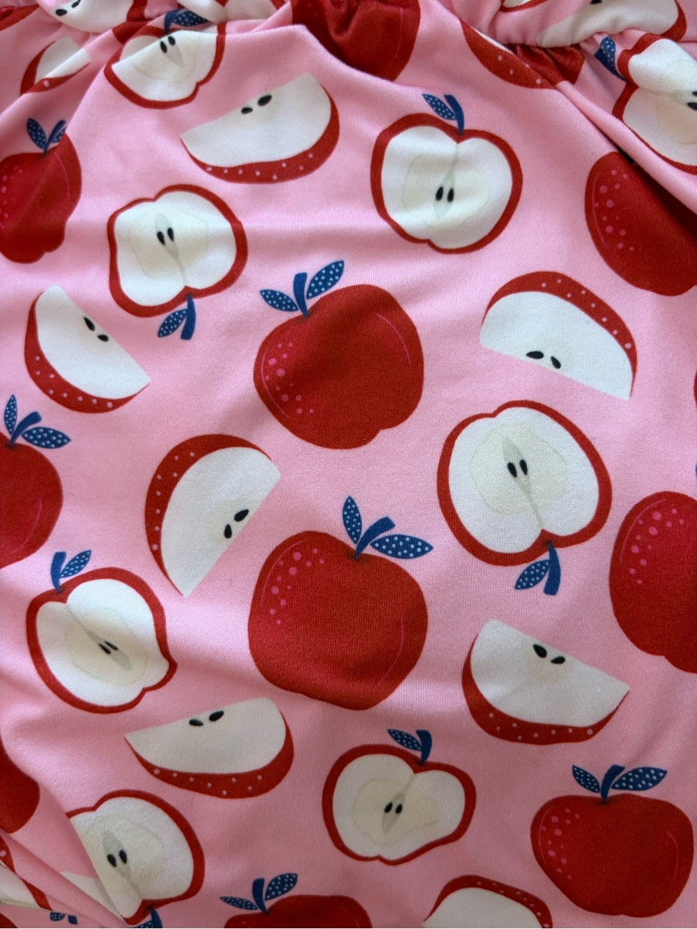Girls Pink Apple-Print Romper